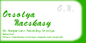 orsolya macskasy business card