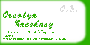 orsolya macskasy business card